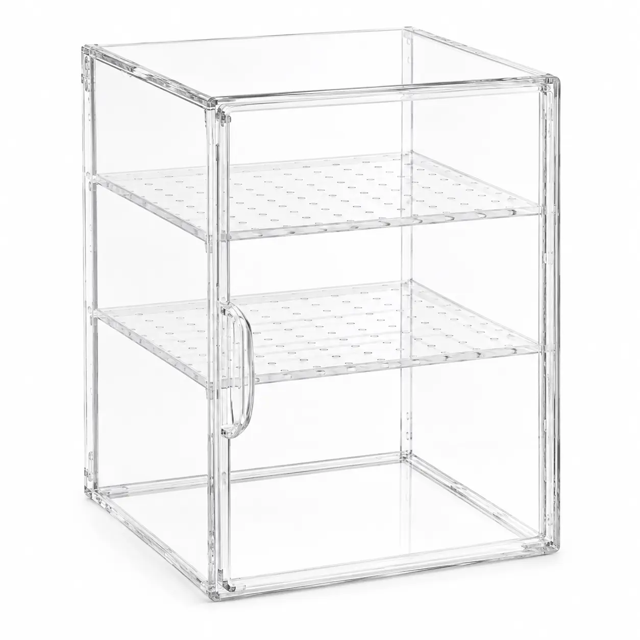 Baby Bottle Organizer for Countertop, 3-Tier Clear Acrylic Storage Cabinet with Magnetic Door & Adjustable Shelves for Bottles, Nipples and Pump Parts Gifts for New Mom