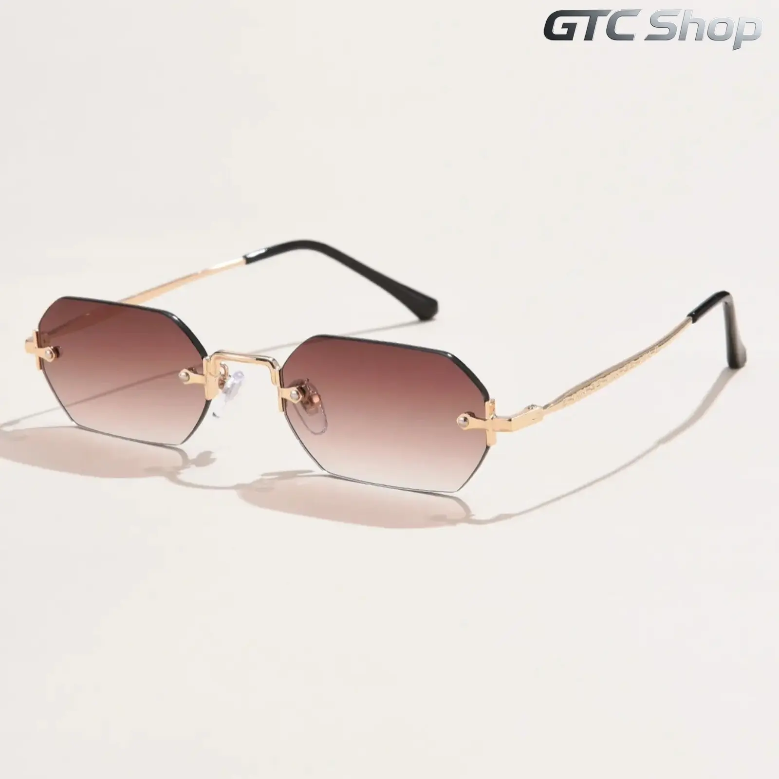 Retro Hexagon Frameless Sunglasses for Men & Women,Y2K Vintage Trendy Eyewear,Gradient Lenses,Slim Metal Frame,Lightweight Fashion Design,Daily Street Outdoor Casual Wear