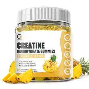 【CREATINE MONOHYDRATE GUMMIES】Muscle，Workout，Pineapple Flavor，90 Gummies per bottle. Dietary Healthcare Supplement Edible Fitness Optimum