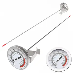 16" Long Stem Deep Fry Thermometer (2 Pack) with Pot Clip,  Read 2" Dial Meat BBQ Turkey Thermometer Candy Thermometer for Deep Fry, Turkey, Grill, Candy & Coffee etc