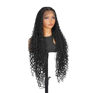 SuperNova Exclusive 36inch Full Lace Knotless Boho Braided Wig with Curly Ends All Around Baby Hair Glueless Must Have Style