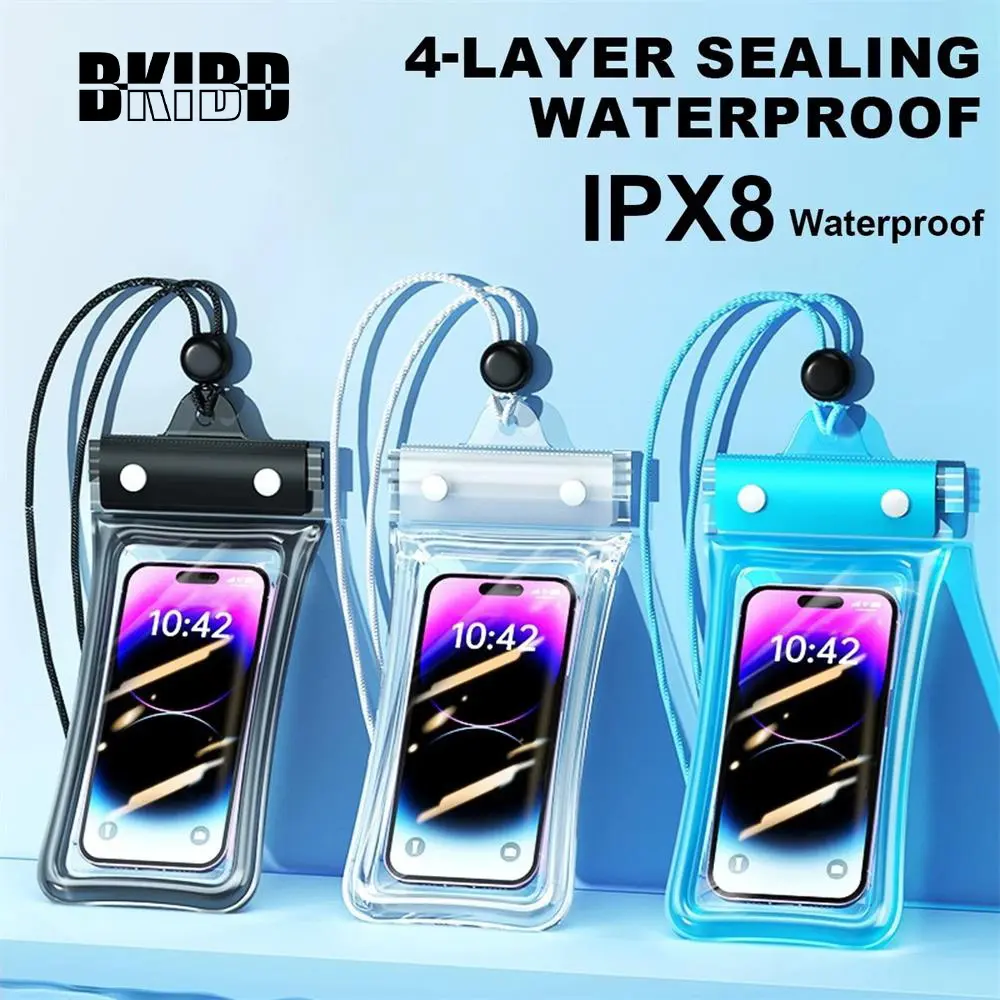 BKIBD Floating Waterproof Protective Durable Smartphone Phone Case full View Swimming Bag Underwater Snow Rainforest Transparent Dry Bag Waterproof cover Lanyard