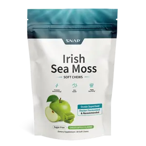 Irish Sea Moss Chews - Thyroid Health - Fights Premature Aging - Contains 92 Essential Nutrients Our Bodies Need to Thrive - Promotes Energy & Vitality - Green Apple Flavored Soft Chews