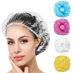 100pcs Disposable Shower Caps, Plastic Elastic Bath Caps, Waterproof Shower Hair Cover, Home Goods, Shower Cap Set