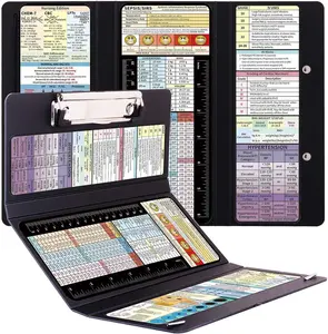 2 Packs Foldable  Clipboard,  Edition Cheat Sheets, Nurse Accessories for Work, 3 Layers, Plastic, Black