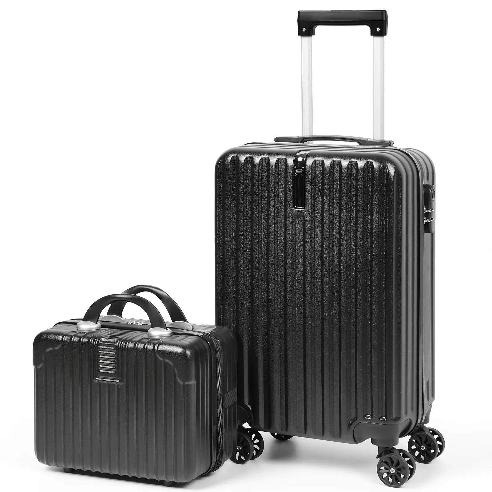 2-Piece Luggage Sets, 20in Airline Carry-On Suitcase & 14in Travel Cosmetic Case, Lightweight with Silent Wheels for Business Travel, Unisex