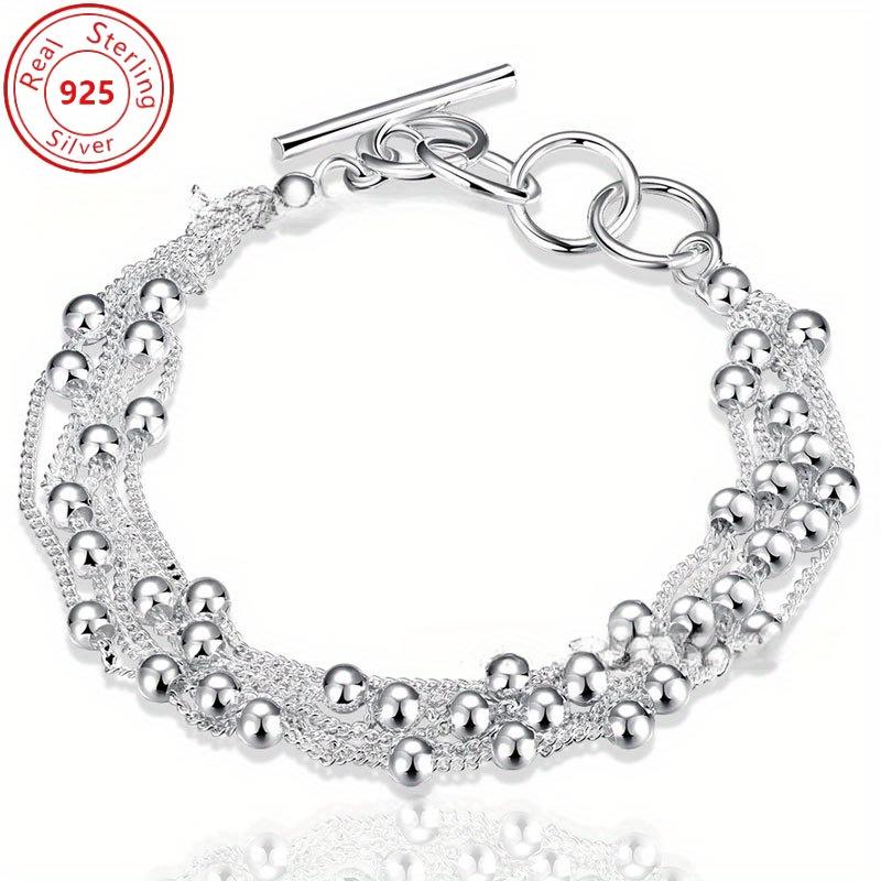 Six Chain Sterling Silver Grape Bead Bracelet - Elegant Design for Daily Wear and Parties - Perfect Gift for Women's Charm Jewelry