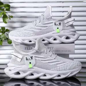 Men's Breathable Lightweight Knit Running Sneakers - Lace-Up Round-Toe Gym Shoes with EVA Cushioned Insole, MD Supportive Outsole, All-Day Comfort | Commute, Sport Use | Holiday Gift for Boyfriend/Dad