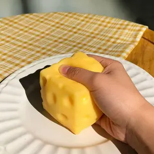 Squishy Cheese Block 6cm/2.36in- Yellow, moldable fidget Toy with Squeeze Feature
