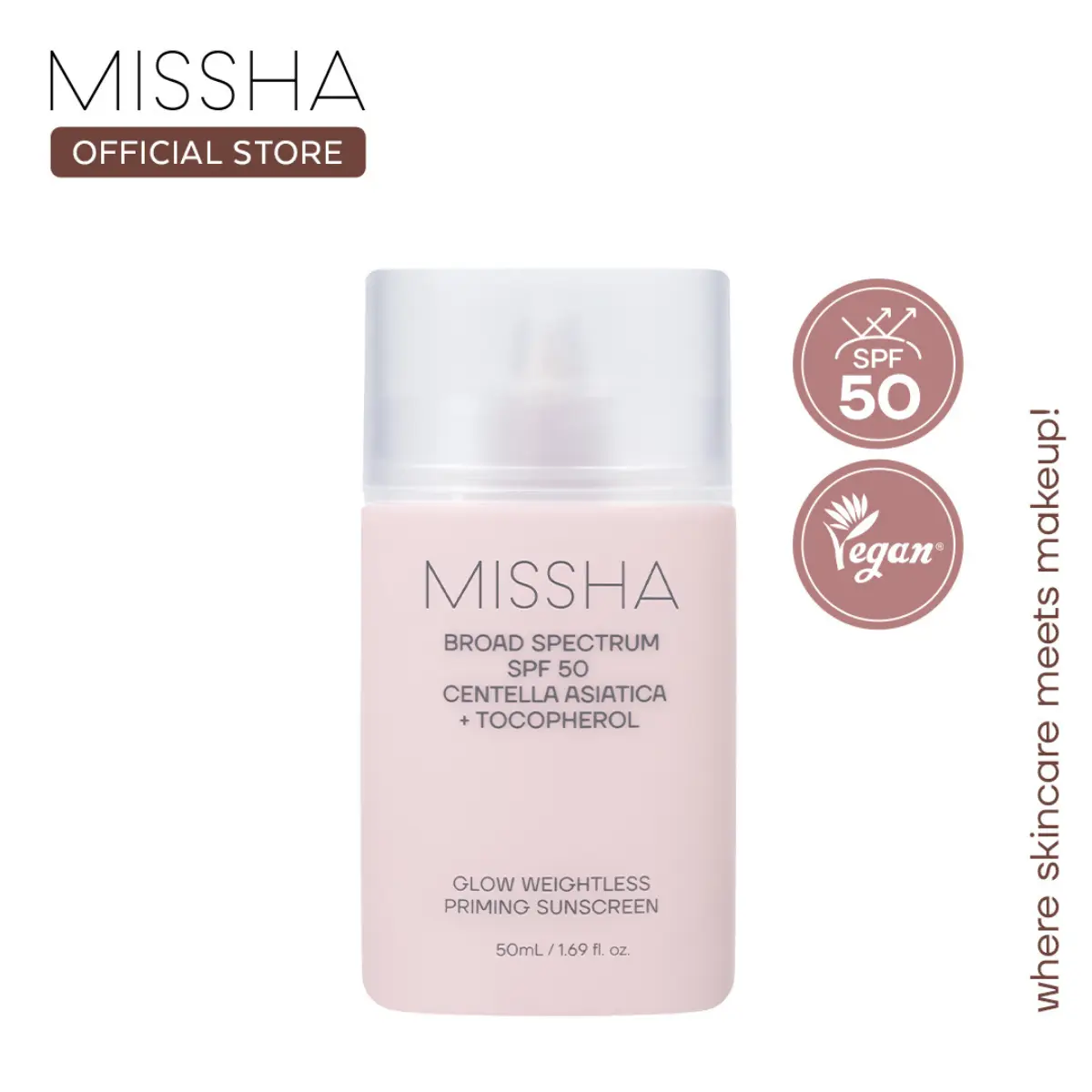 [MISSHA Official] Glow Weightless Priming Sunscreen SPF50+ 50ml (OTC) – Blurring Primer Sunscreen, Pore-Smoothing, Lightweight for Oily Skin