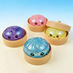 Glitter Dumpling Squishy with Box, Soft Sensory Squeeze Toy for Stress Relief, Mystery Glitter Dumplings, Decompression Dough