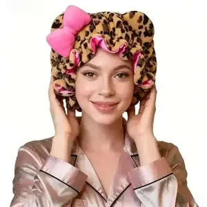 Leopard Print Satin Sleep Bonnet – Adjustable Hair Protection Cap for Women Haircare