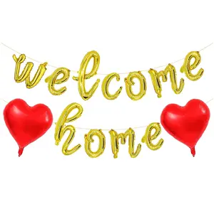 Welcome Home Balloon Banner for Homecoming Party Decorations, Gold Welcome Home Balloon Banner for Homecoming Party Decorations, Gold