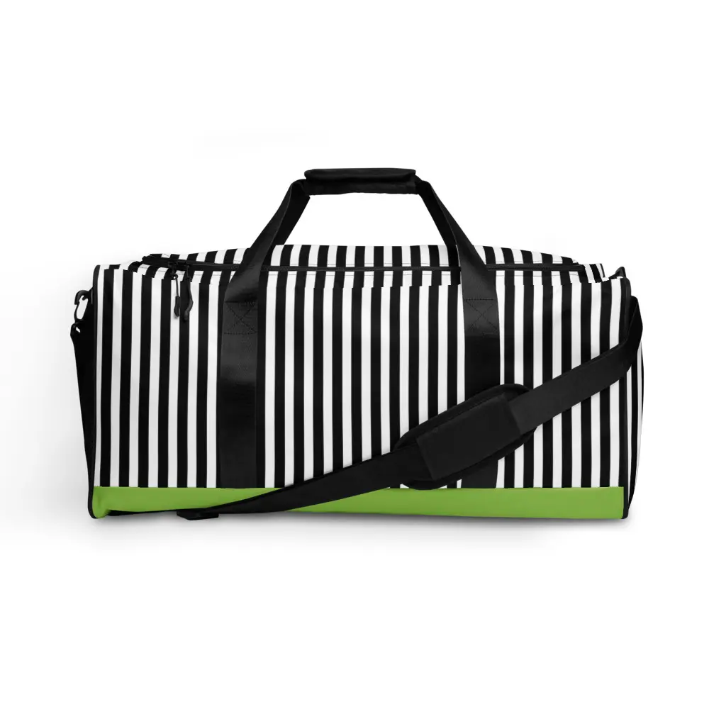 Beetlejuice Duffle Bag | Black and White Striped Tote Bag | Halloween Weekender Bag | Travel Bag | Striped Overnight Bag | Gothic Duffle Bag