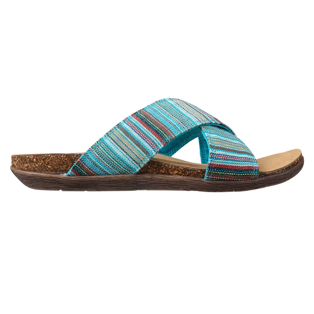 LAMO Womens Leyla Southwest Slide Casual Sandals Casual Low Heel 1-2" - Blue