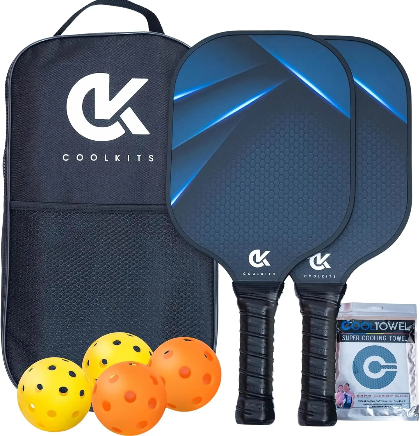 PRO Pickleball Paddle Set of 2 - T700 Graphite Carbon Fiber Surface & STR-Core Polymer - USAPA Approved Rackets with Strong Grip for Ultimate Spin & Control - Includes Indoor/Outdoor Balls & Carry Bag