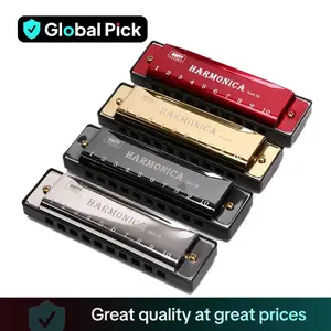 Portable	Durable 10 Hole Chromatic Harmonica, 1 Count C Key Harmonica with Case, Musical Instrument for Beginner, Gift for Friends