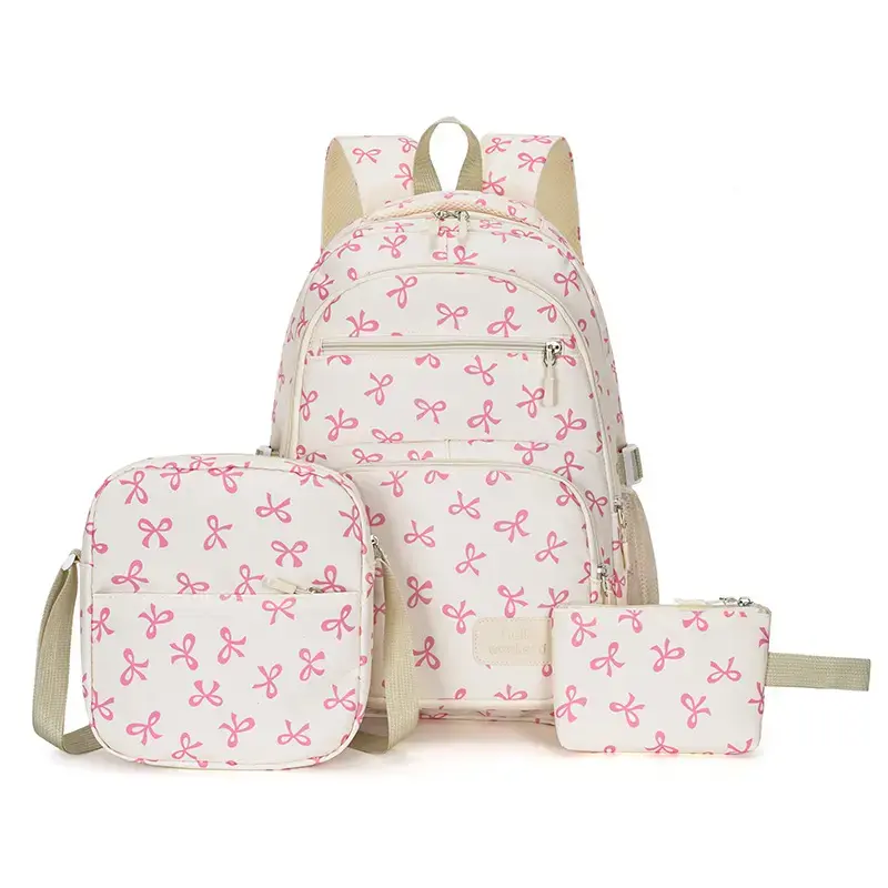 Aesthetic School Backpack for Teen Girls, Casual Lightweight Bookbag with Bow Decor, Large Capacity for Campus Essentials & Weekend Outings, Backpacks For School, Cute Backpacks For School