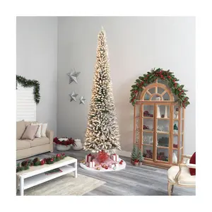 Nearly Natural 12' Pencil Faux Christmas Tree w/ Lights
