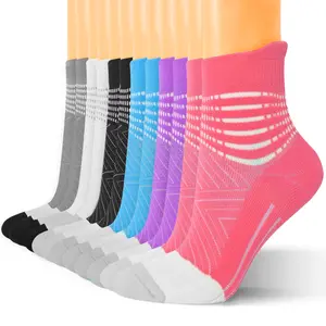 Summervibes IRAMY Compression Ankle Support Socks Women Moisture Wicking Cushioned Athletic Plantar Fasciitis Relief 6 Pairs