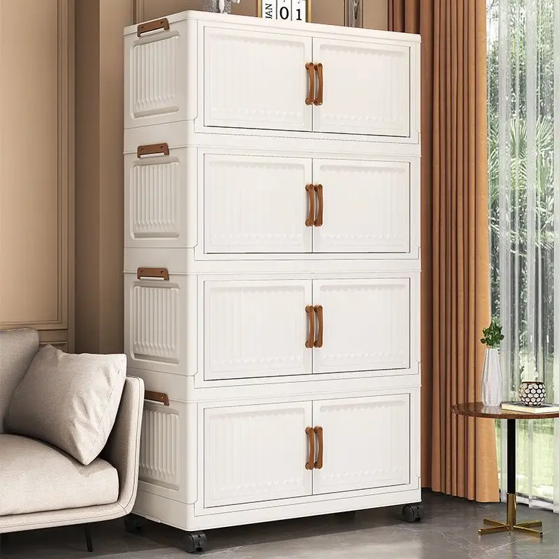 Thickened Storage Cabinet, Baby Wardrobe, Living Room and Bedroom Storage Cabinet, No-Assembly Plastic Snack Cabinet