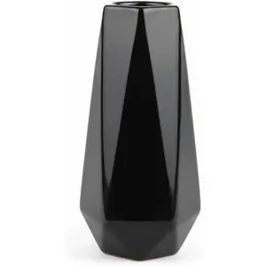 Modern Black Ceramic Vase, 7.5 Inch Geometric Flower vases, Minimalist Design for Table Shelf Centerpiece Home Decor Fit for Housewarming, Weddings, Birthday,Christmas