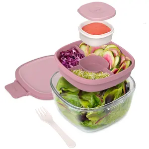 Bentgo Glass Salad Container - Airtight Food Storage Bowl with Lid and Fork,  Ideal for Salads and Meal Prepping, Stackable, Reusable, Portable