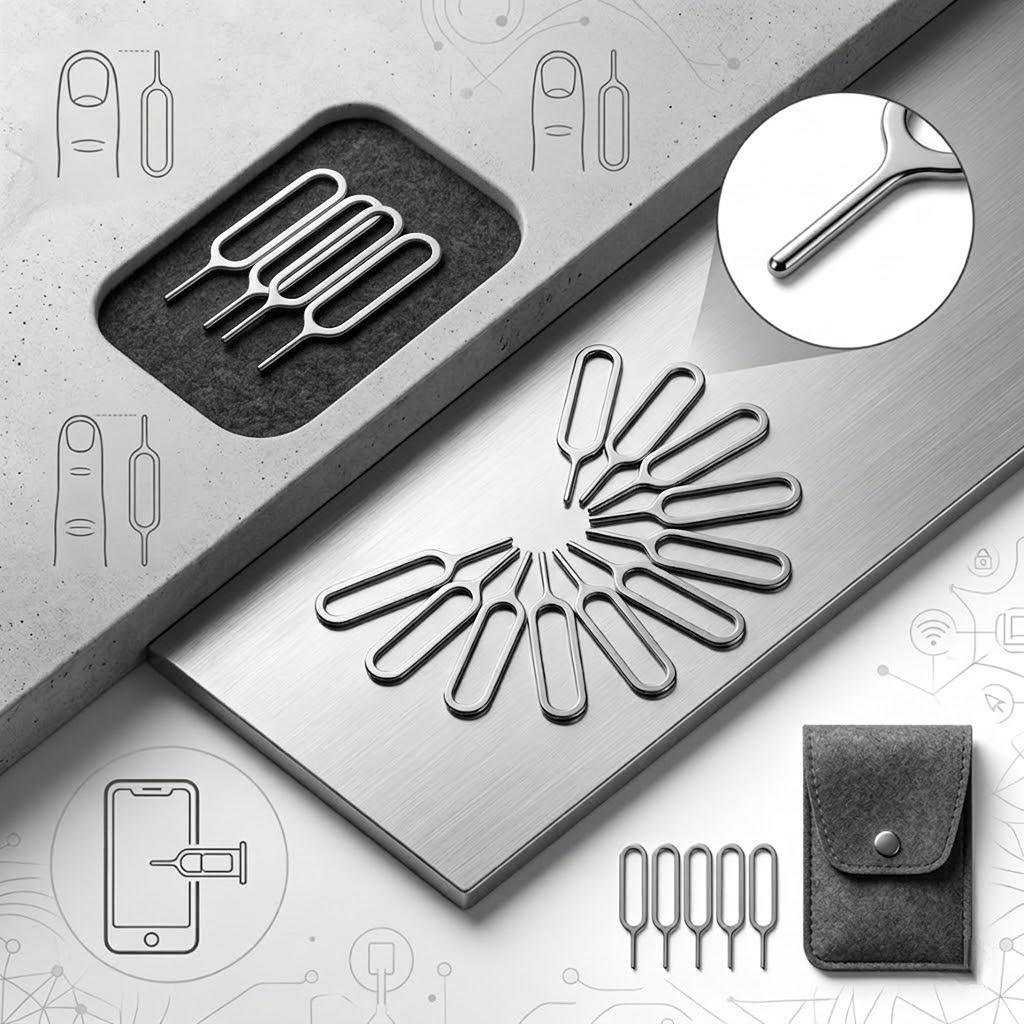 Premium Keychain SIM Card Ejector Tool & Case Holder - Universal Styling Mini Pin Accessory Compatible with iPhone, Samsung, Pixel, & Android Devices.