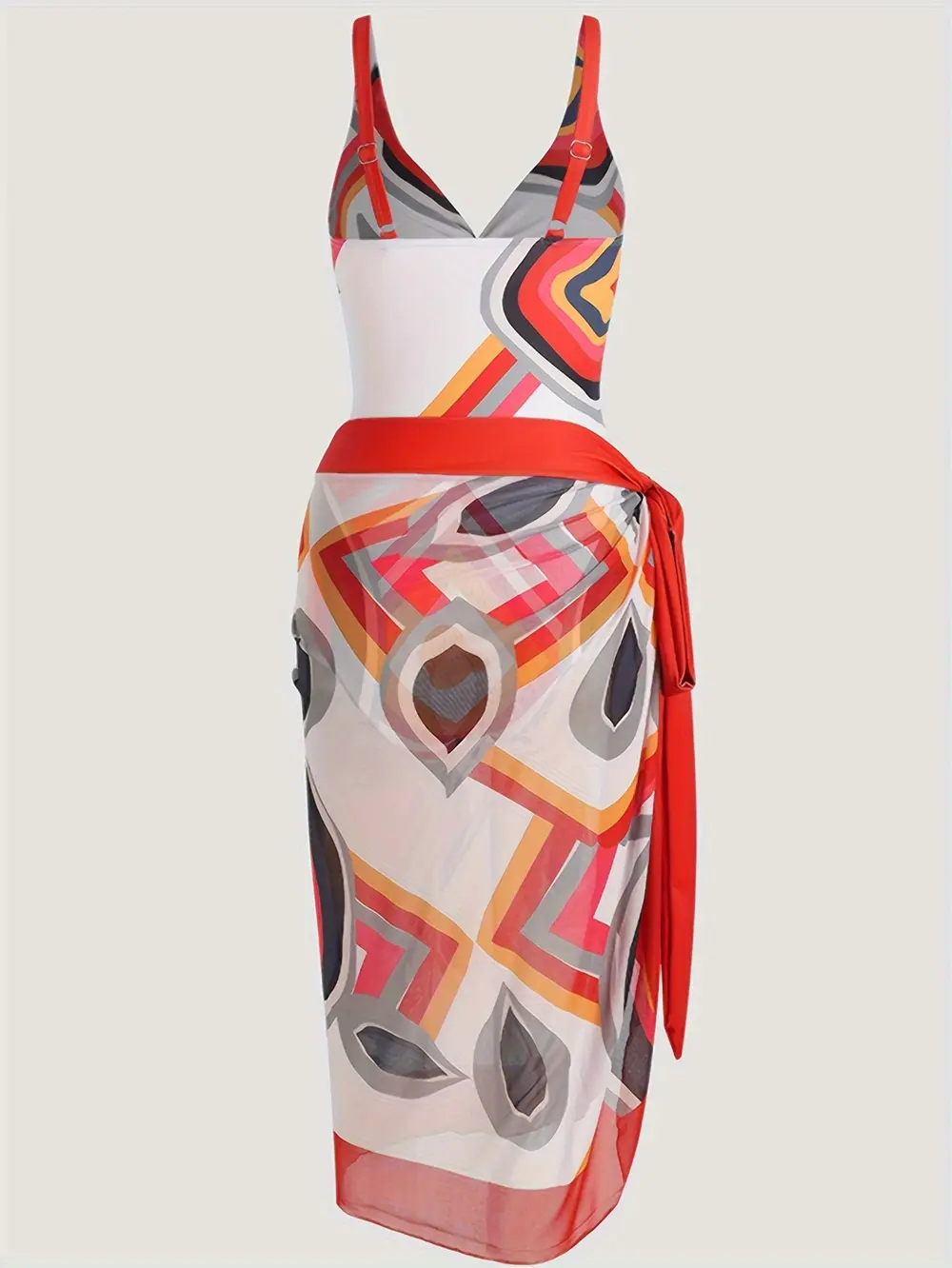 Women's High-Waist Printed Sporty Swimdress - Sling Swimsuit with Steel Support for Sports, Outdoor Activities, Sporty Swimdresses