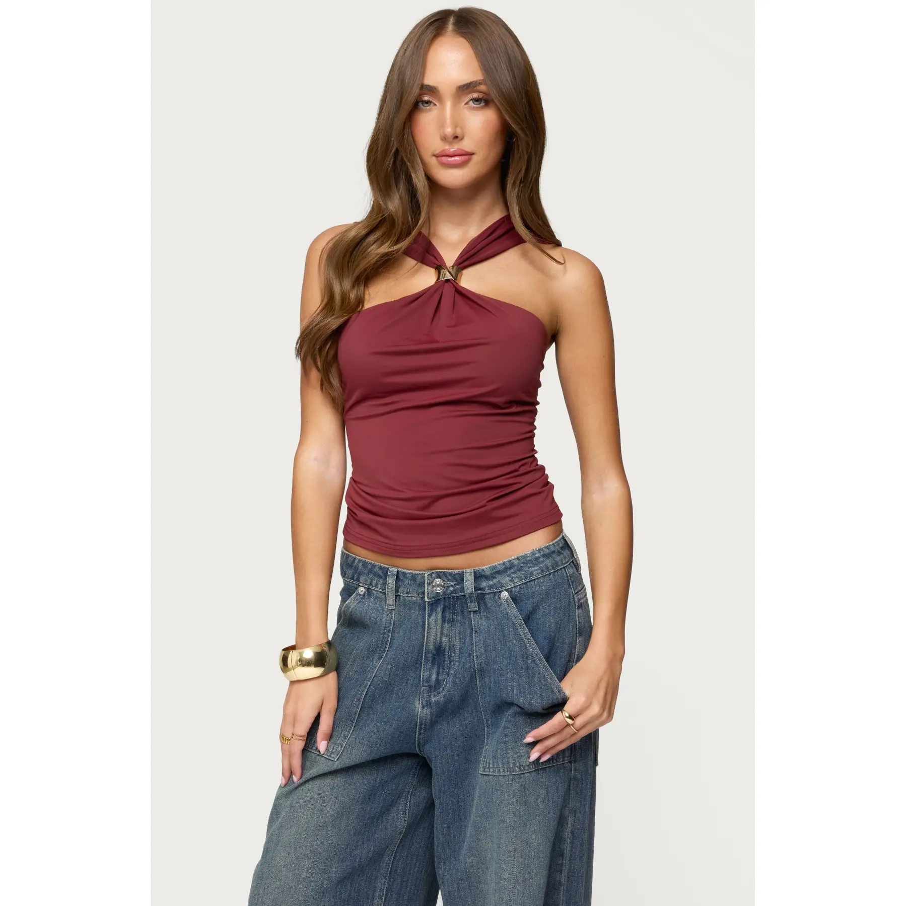 Cielle Wide Strap Gathered Top