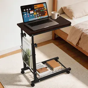 Adjustable Overbed Table with Wheels, Bedside Laptop Desk with Storage, Height Adjustable Rolling Sofa Table for Home Office