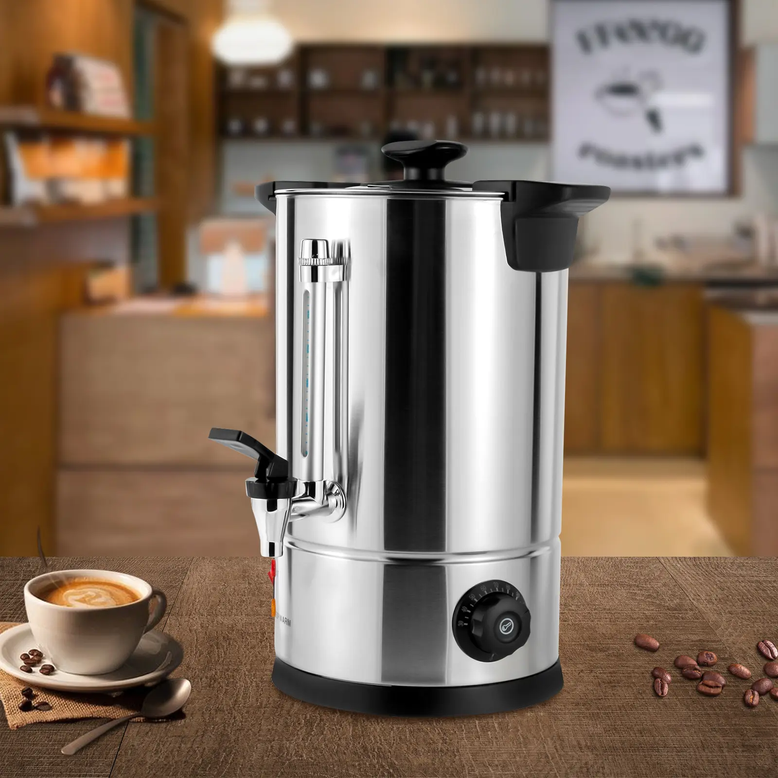 CNCEST 8L Stainless Steel Commercial Coffee Maker Urn - 1000W Electronic Automatic Machine with 86-230°F Adjustable Temp Control, Timer, PP Reusable Filter, Easy-to-Use Dispenser for Parties, Events, 110V