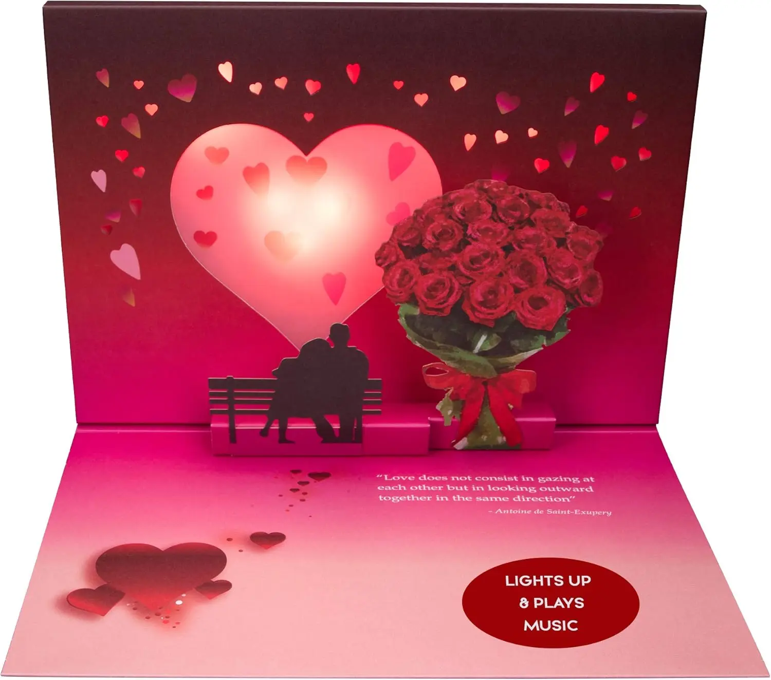 Pop Up Anniversary Card for Couple w/Lights & Music - Happy Anniversary Card for Wife & Girlfriend, Pop Up Card, Wedding Anniversary Card (Couple)