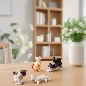 Cute Mini Cat Figurines Set | Adorable Resin Kitten Decor for Desk, Shelf, Bedroom, Car Dashboard & Plant Pots | Perfect for Cat Lovers & Home Accents