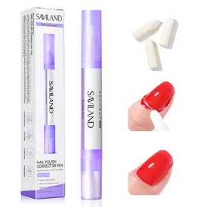 SAVILAND Nail Polish Remover Pen: Acetone-Free Nail Polish Corrector Pen with Refillable Design, Precision Cleaning for Cuticles & Nail Edges, Includes 3 Replacement Tips, 5ml