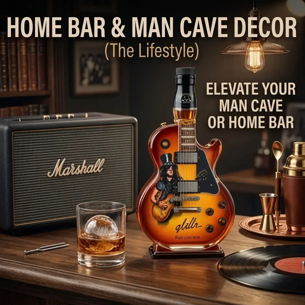 Guitar Whiskey Decanter Set with Luxury Gift Box - Vintage Rock 'N' Roll Glass Liquor Bottle for Bourbon, Scotch & Spirits - Unique Bar Decor & Gifts for Men, Rock Lovers, Father's Day, Birthday, Empty Decanter, No Alcohol Included