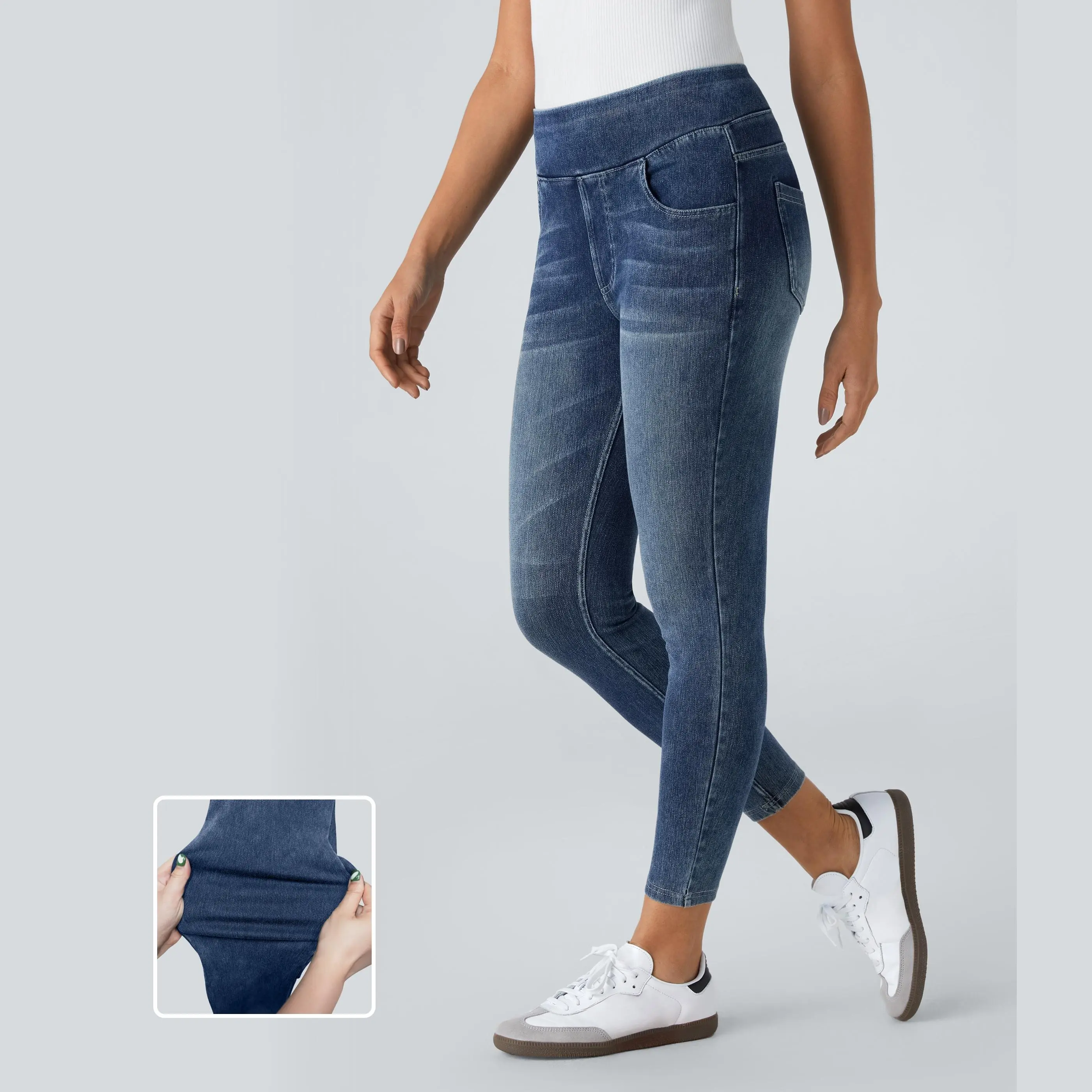 Halara Flex High Waisted Pockets Denim Casual Leggings Halara Flex High Waisted Pockets Denim Casual Leggings