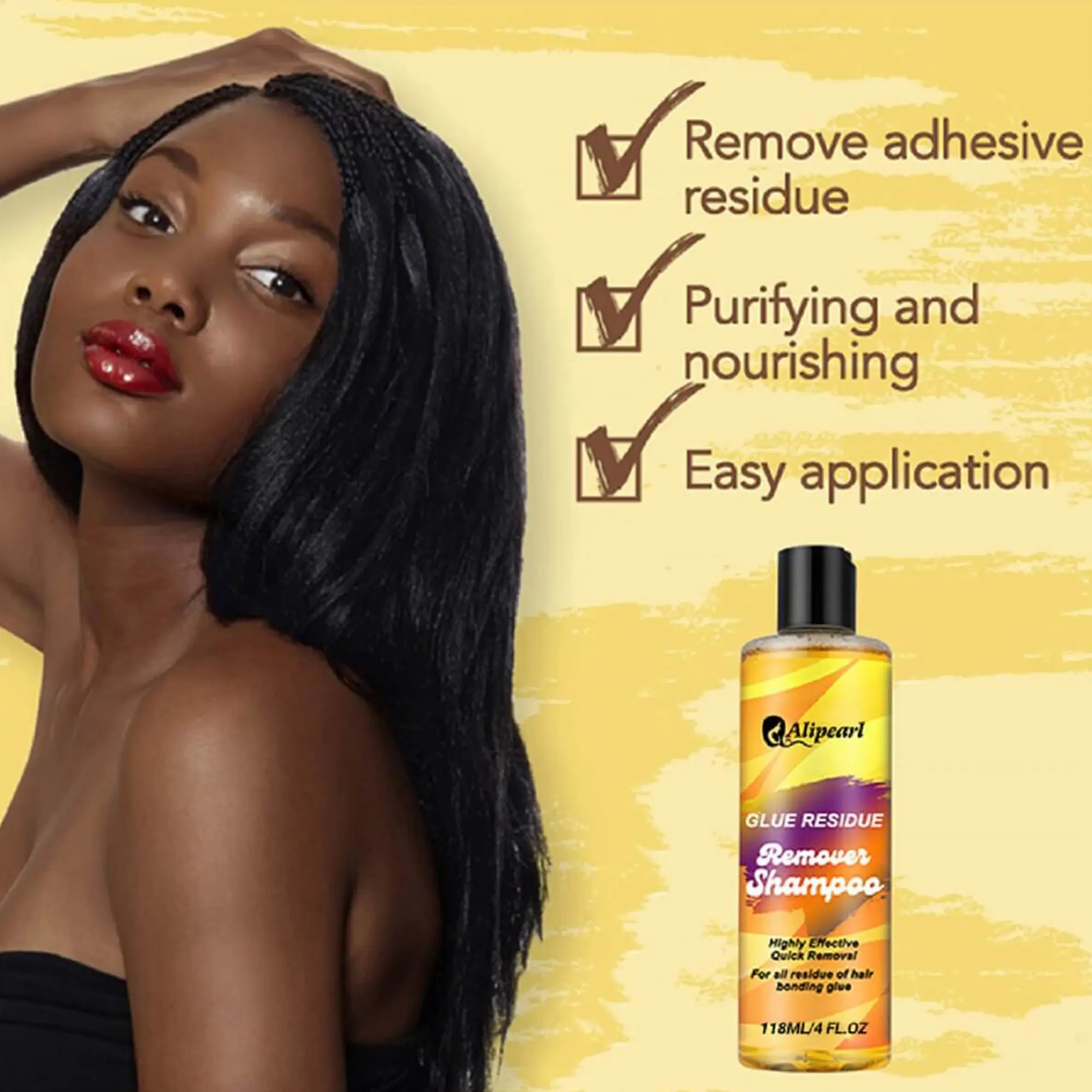 Alipearl Glue Residue Remover Shampoo - Professional Haircare Cleansing Solution for Wig Extensions, 4 oz/118 ml, Maintains Wig Extensions