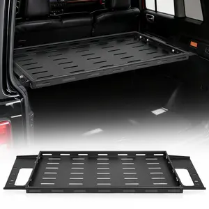 fathersdaygift VEVOR Rear Trunk Cargo Rack, for 2021-2026 Ford Bronco 4 Door Hardtops (Exclude Bronco Sport), 300 lbs Capacity, Carbon Steel Basket Tray Interior Storage Luggage Carrier with Net, Back Shelf Stand Organizer for Camping Trip Gear, Black