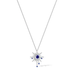 FANCIME "Soluna Nexus" Sapphire September Birthstone Sterling Silver Necklace