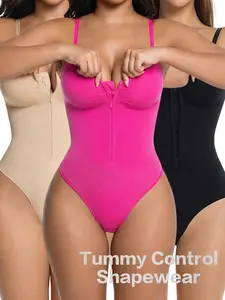 Women's Seamless Smooth Bodysuit Thong Bodysuit Sweetheart Neck Fitted Women's Comfort Shapewear Underwear Breathable and Comfortable Daytime Sleeveless Corset Zipper