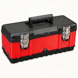 Steel Tool Box 15.5 Inch Small Portable Tool Organizer Box with Built-in Short Non-slip Handle Car Box with Removable tray