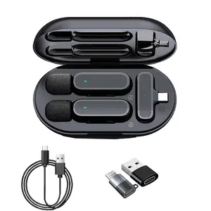 2 Pcs Chargeable Wireless Lavalier Microphone for iPhone iPad Android with Charging Case 8H Clip on Lapel Microphone Wireless for Video Recording Vlogging, YouTube, Interview, 3 Mode Denoise, 65ft Audio Smartphone