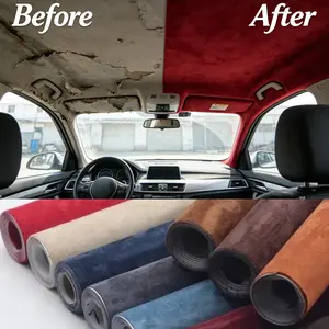 Self-Adhesive Suede Fabric Car Ceiling Roof Repair Wrap, DIY Auto Interior Renovation Upholstery Car Sticker, Velvet Sticker for Car Roof A Pillar Door Panel Modification, Multi-color Available