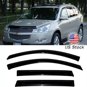 Side Window Vent Visor for 2009-2017 Chevy Traverse, External Mount, Curved Fit, Visor Deflector Weather Shield Rain Protector