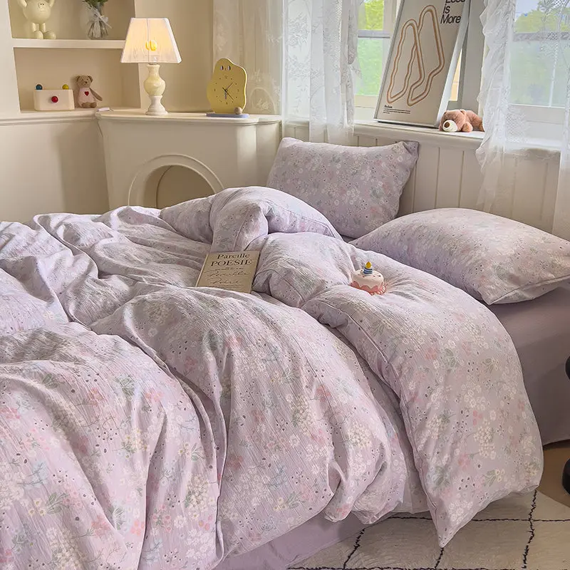 Lavender Meadow Bedding Set – Pastel Floral Duvet Cover