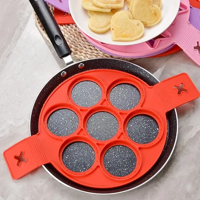 Silicone Pancake Mold Reusable Fried Egg Mold Flip Cooking Silicone Pancake Machine Non stick Multi Shape Integrated Cooking Tool Kitchen Accessories