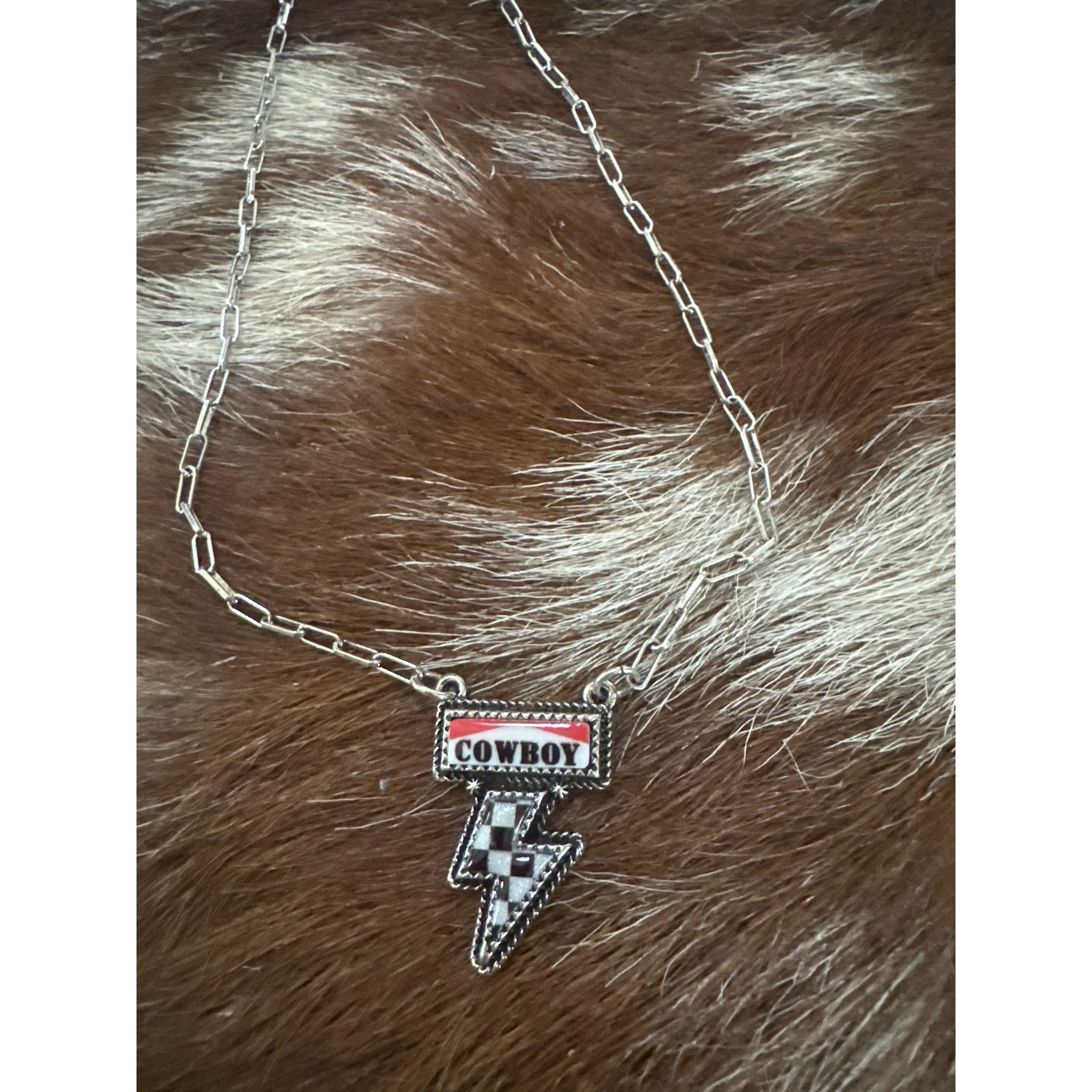 Dainty Cowboy Checker Bolt Necklace Dainty Cowboy Checker Bolt Necklace