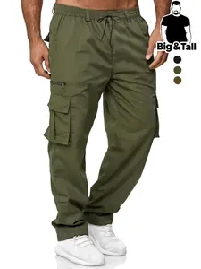 Large Size Men's Work Pants, Multi-Pocket Design, Solid Color, Plain, Ideal for Beach, Vacation, Commute, Fitness, Outdoor Activities