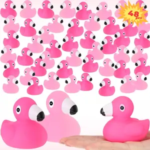 48pcs Flamingo Rubber Duck Bulk Rose Pink Light Pink Floating Bath Toys for Shower Party Favors Decor Classroom Prize with Storage Bag Christmas Gifts